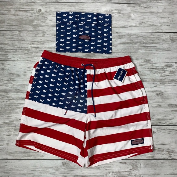 vineyard vines american flag swim trunks